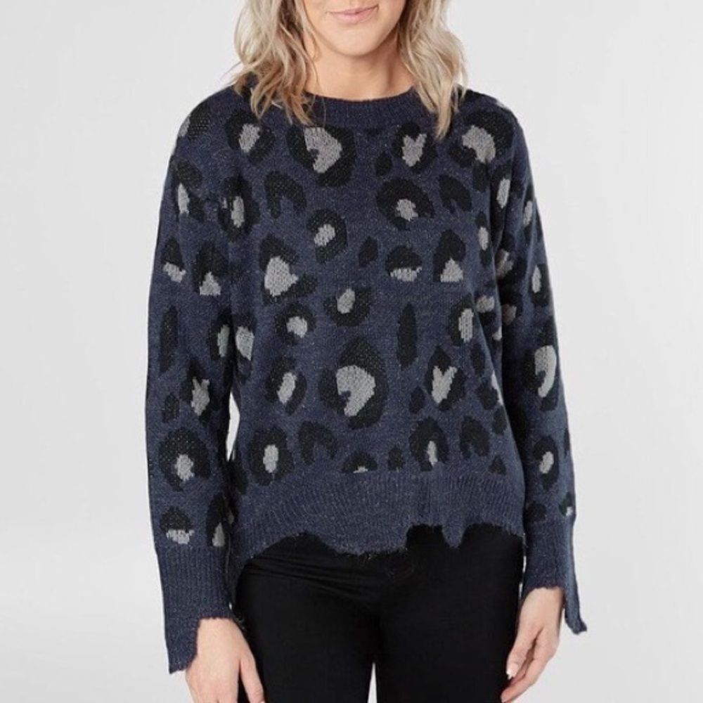 Free Generation Los Angeles Destroyed Leopard Sweater size S 